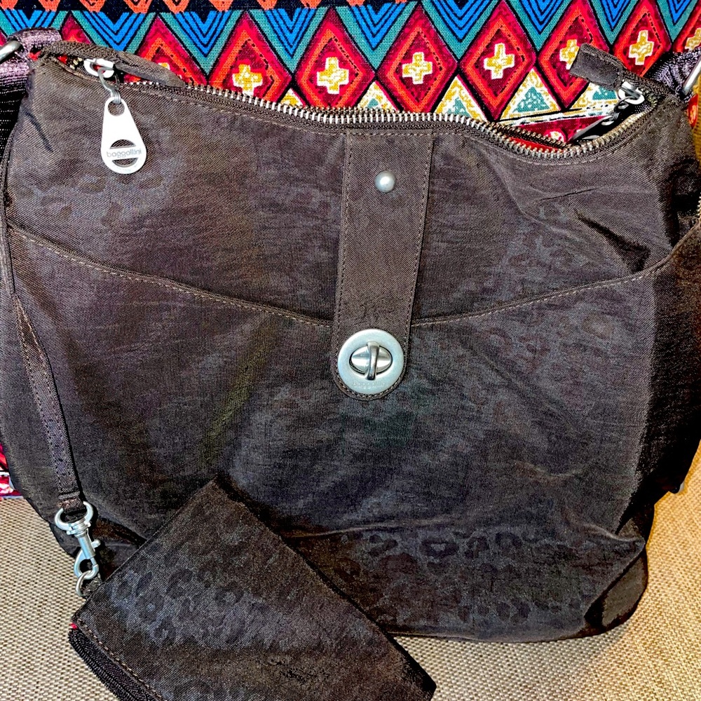 Brown Leopard print, Baggalinni Helsinki Purse with detachable coin purse.